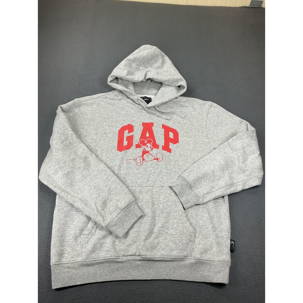 GAP X Disney Hoodie Mens M Gray Pullover Heavyweight Hooded Mickey Logo